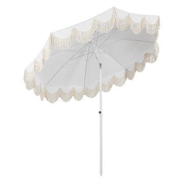 Mariner 6.5 ft. Classic Cottage Fringe Tassel Market Beach Umbrella